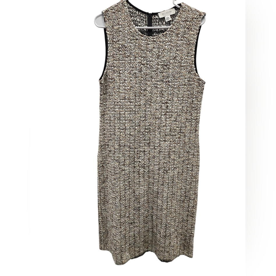 St. John Sleeveless Knit Boucle Dress Sz 12